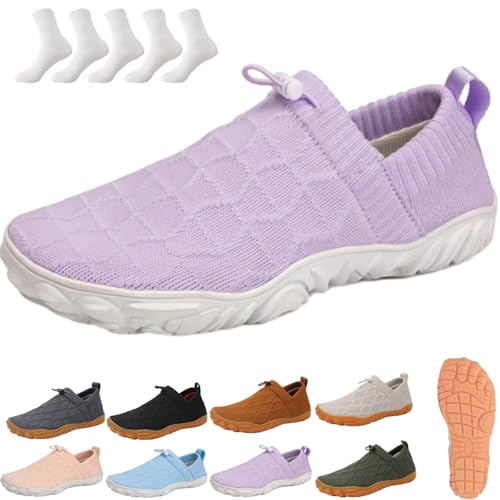 Velostep Veraboo Wie Barfuß Laufen Schuhe, Unisex Weich Bequem Innen Außen Zehenschuhe Minimalistische Hausschuhe Für Traillauf (Lila, Erwachsene, 40, Numerisch, EU Schuhgrößensystem, M) von Generisch