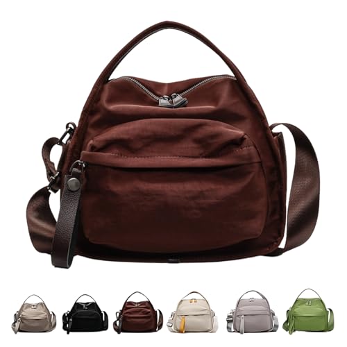 Veluna Shoulder Bag, Veluna Crossbody Shoulder Bag, Top Handle Purses for Women, Solid Zipper Large Capacity Handbags (Coffee) von Generisch