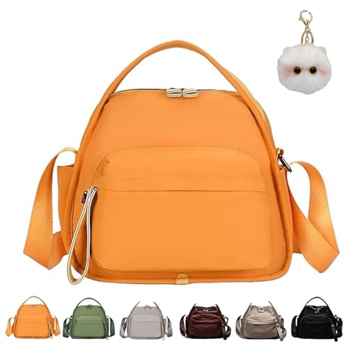 Veluna Shoulder Bag, Veluna Women Large Capacity Lightweight Solid Color Zipper Nylon Shoulder Handbag (Yellow) von Generisch