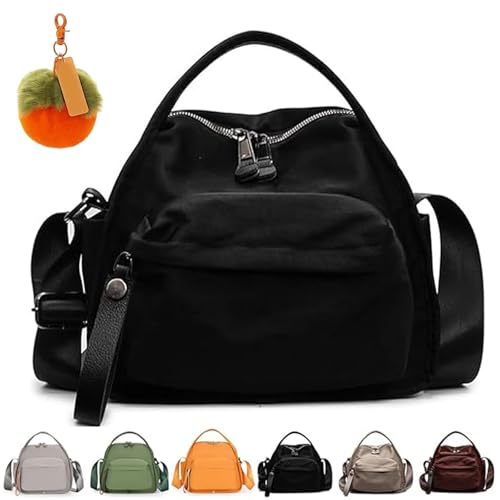 Veluna Shoulder Bag, Women Veluna Crossbody Shoulder Bag, Lightweight Large Capacity Solid Color Zipper Purse (Black) von Generisch