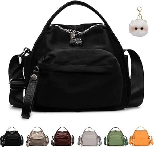 Veluna Shoulder Bag, Women Veluna Crossbody Shoulder Bag, Women's Lightweight Large Capacity Solid Zipper Purse (Black) von Generisch