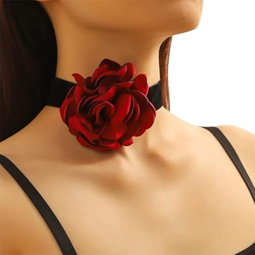 Velvet Choker Frauen Rose Choker Blume Choker Halskette Kamelie Choker Goth Choker Gothic Halskette Vintage Choker von Generisch