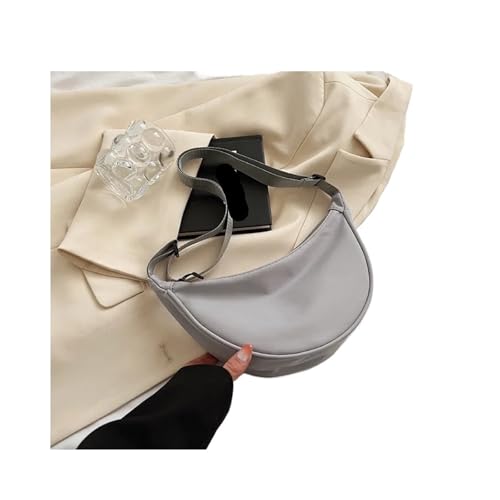 Verbesserte Version, schlichtes Design, Damen-Umhängetasche, Nylon, Hobos, kleine Schultertaschen, Damen, Mädchen, Geldbörse, Stoffhandtaschen, grau, Einheitsgröße von Generisch