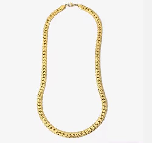 Vergold Prägung flache Schlange kubanische Glieder kette Halskette für Männer (1, Gold, Lang 60 cm Breit 6mm) von Generisch
