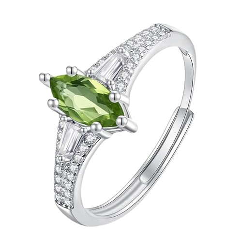 Verlobungsring Aus 925Er Sterlingsilber Für Damen, Natürlicher Amethyst/Citrin/Topas/Peridot/Rubin Im Olivenschliff, Verstellbarer Zirkonia, Ehering Mit Peridot von Generisch