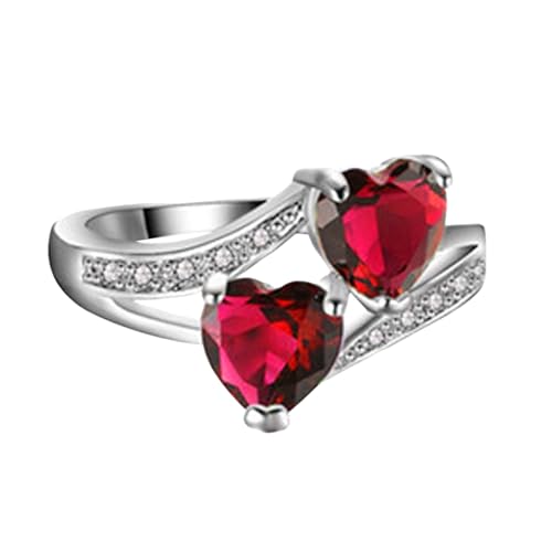 Verlobungsring Damen Ringe Zirkonia, Band, Mini-Schleife, Knoten, Eheringe, plattierte Verlobungsringe, stapelbare Eheringe für sie, Mini-Geburtstagsgeschenk Ringe Für Hundehalsband (Red, B) von Generisch