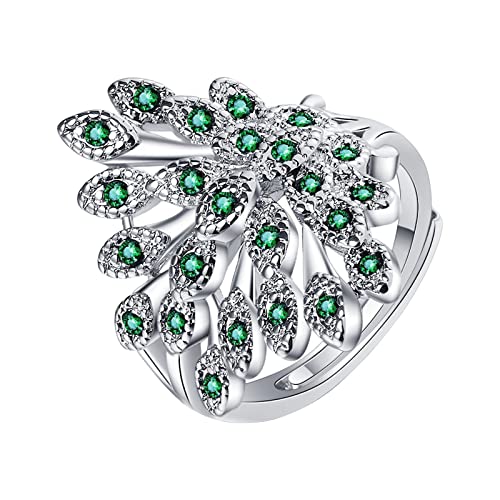 Verlobungsringe für Damen, modischer Ring, offen, verstellbar, glitzernde Zirkonia-Ringe für Mädchen, Geschenke für Ehefrau, Freundin, Einheitsgröße, Kupfer, Kein Edelstein von Generisch