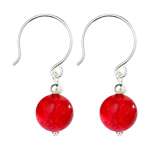 Verschlussohrringe Für Kinder Simple Basic Gemstone Round 8MM Bead Drop Dangle Earrings For Women Teen Secure French Fish Hook Wire .925 Sterling Silver Birthstones More Colors Kerze (B, One Size) von Generisch
