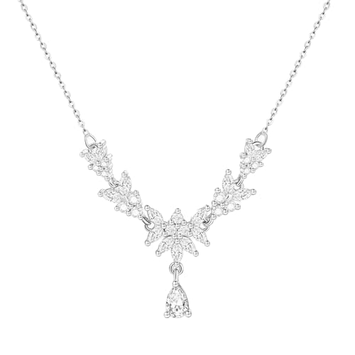 Verstellbare 6 cm lange Halskette mit Weizenohr-Anhänger aus Zirkonia, Lieferung in luxuriöser Geschenkbox und Zertifikat, geeignet für verschiedene Anlässe von Generisch