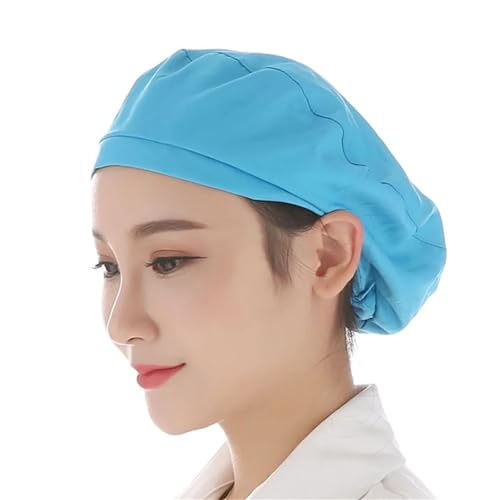 Verstellbare Mütze Beanie Atmungsaktive Arbeitsmützen Küchenmützen Kochmütze Für Frauen Männer Erwachsene Baskenmütze Kaschmir (Blue, One Size) von Generisch