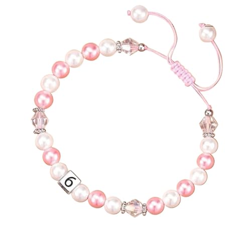 Verstellbares Armband mit Buchstaben-Perlen, handgewebtes Seil-Armband, geeignet als Geburtstag für Ihre echten Ohrringe für Frauen, Einheitsgröße, Künstlicher Kristall, Kein edelstein von Generisch