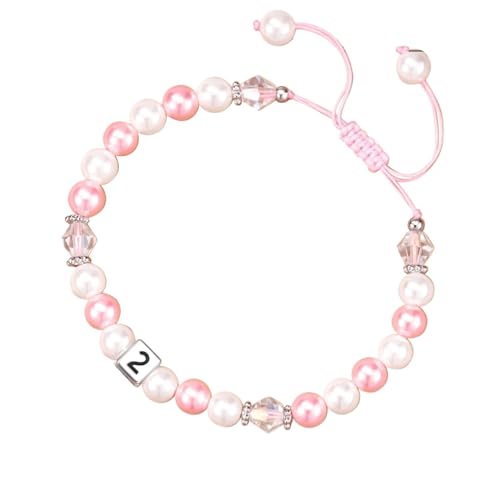 Verstellbares Armband mit Buchstaben-Perlen, handgewebtes Seil-Armband, geeignet als Geburtstag für Ihre echten Ohrringe für Frauen, Einheitsgröße, Künstlicher Kristall, Kein edelstein von Generisch