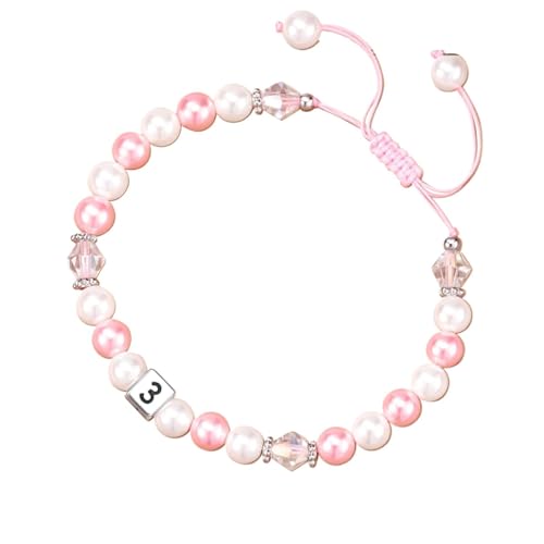 Verstellbares Armband mit Buchstaben-Perlen, handgewebtes Seil-Armband, geeignet als Geburtstag für Ihre echten Ohrringe für Frauen, Einheitsgröße, Künstlicher Kristall, Kein edelstein von Generisch
