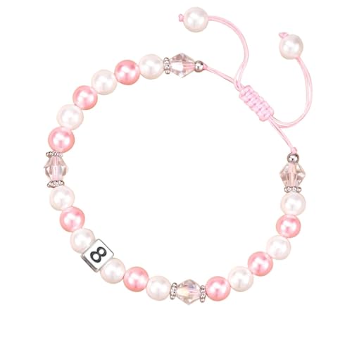 Verstellbares Armband mit Buchstaben-Perlen, handgewebtes Seil-Armband, geeignet als Geburtstag für Ihre echten Ohrringe für Frauen, Einheitsgröße, Künstlicher Kristall, Kein edelstein von Generisch