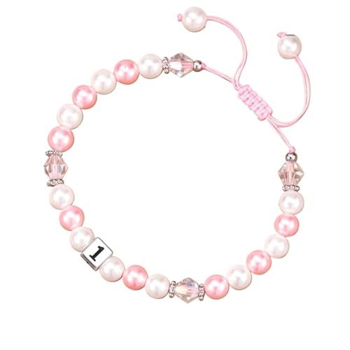 Verstellbares Armband mit Buchstaben-Perlen, handgewebtes Seil-Armband, geeignet als Geburtstag für Ihre echten Ohrringe für Frauen, Einheitsgröße, Künstlicher Kristall, Kein edelstein von Generisch