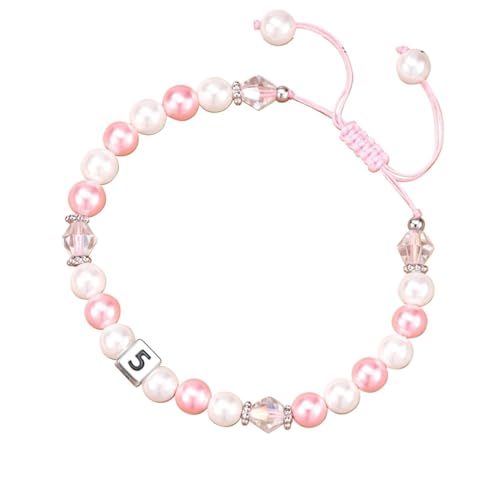 Verstellbares Armband mit Buchstaben-Perlen, handgewebtes Seil-Armband, geeignet als Geburtstag für Ihre echten Ohrringe für Frauen, Einheitsgröße, Künstlicher Kristall, Kein edelstein von Generisch