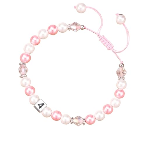 Verstellbares Armband mit Buchstaben-Perlen, handgewebtes Seil-Armband, geeignet als Geburtstag für Ihre echten Ohrringe für Frauen, Einheitsgröße, Künstlicher Kristall, Kein edelstein von Generisch