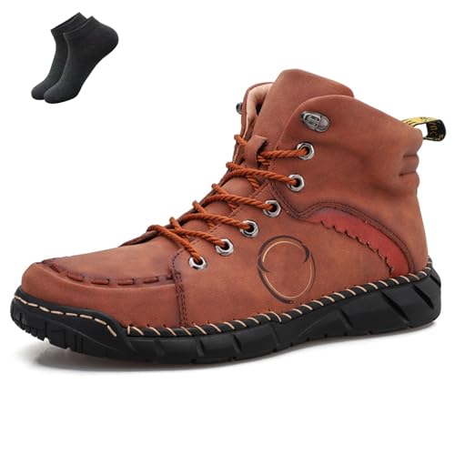 Vilobel Men Non Slip on Shoes, Vilobel Mens Work Boots, Men's Orthopedic Safety Work Shoes, Ankle Protection Waterproof (Brown,41) von Generisch