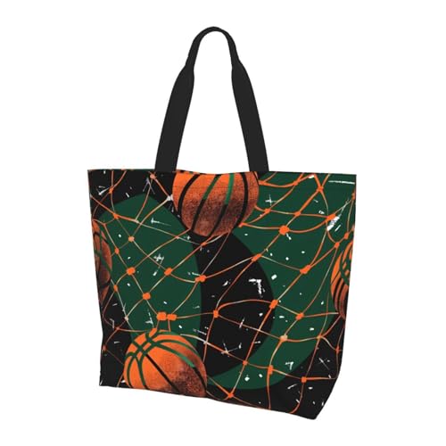 Vintage Basketball Net Tote Bag Damen Schulterhandtaschen Sport Ball Einkaufstaschen Wasserabweisend Große Handtasche mit Innentasche für Arbeit Reise Schule von Generisch