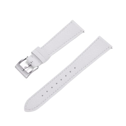Vintage Genähtes Leder Uhrenarmband 18mm 19mm 20mm 21mm 22mm 23mm 24mm(White silver,20mm) von Generisch