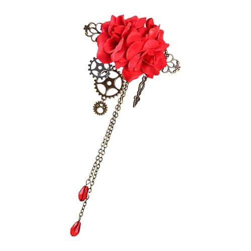 Vintage Haarspangen für Frauen | Quasten Haarspange - Mechanische Steampunk Gear Brosche mit Quasten, Retro Haarschmuck, Vintage Flower Gear Haarspangen von Generisch