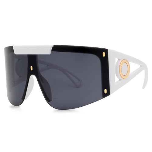 Vintage One Piece Lens Oversized Sunglasses For Women Men Futuristic Rimless Sun Glasses, C4, Einheitsgröße von Generisch