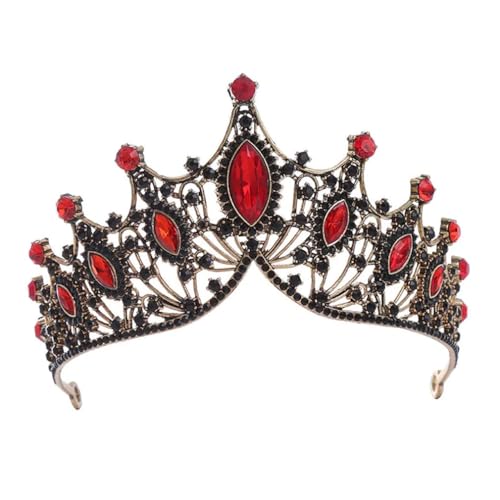 Vintage Prinzessin Strass Tiara Krone Mädchen Frauen Hochzeit Party Brautkrone Schmuck Schwarz Rot von Generisch