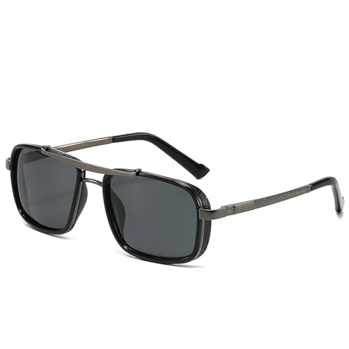 Vintage Punk Sonnenbrille für Männer Frauen Mode Luxus UV400, Gun Grey, Einheitsgröße von Generisch