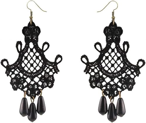 Vintage-Quasten-Ohrringe, lange Quaste, Kette, Ohrringe für Damen, baumelnd, Schwarz Vintage-Quasten-Ohrringe, lange Quaste, Kette, Ohrringe für Damen, baumelnd, Schwarz von Generisch