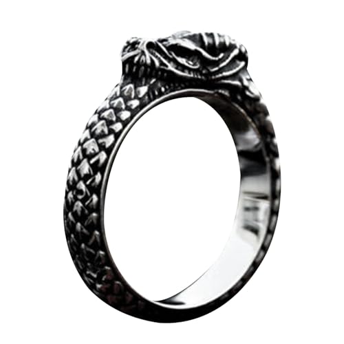 Vintage-Ringe für Männer,Drachenringe für Männer, Kreative Herren-Vintage-Ringe, schwarze Titanringe für Herren, Einzigartige Herren-Schmuckringe, antiker Drachenschuppen-Ring für Erwachsene und Männe von Generisch
