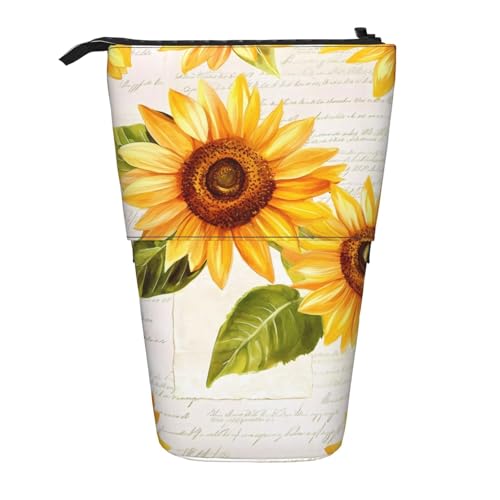 Vintage Sonnenblume Papier Stehendes Federmäppchen Retro Zeitung Stifteetui Halter Teleskop-Bleistifttasche Pop-Up-Kosmetiktasche Schreibwaren-Organizer für Schule Büro Reisen Vintage Sonnenblume Papier Stehendes Federmäppchen Retro Zeitung Stifteetui Halter Teleskop-Bleistifttasche Pop-Up-Kosmetiktasche Schreibwaren-Organizer für Schule Büro Reisen von Generisch