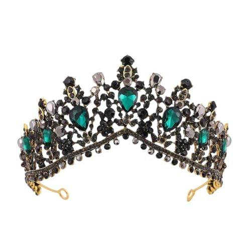 Vintage Strass Krone Braut Haarschmuck Königin Hochzeitskleid Diadem Schwarz En8 von Generisch