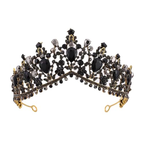 Vintage Strass Krone Braut Haarschmuck Königin Hochzeitskleid Diadem Schwarz von Generisch
