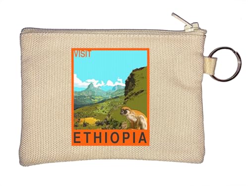 Visit Äthiopien Retro-Stil Reiseposter Schlüsselanhänger Münzbörse Beige von Generisch