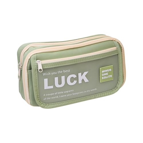 Visual Frosted flip-top Pencil case,Nine-Layer Large Capacity,for junior and Senior high School Students Stationery Storage Pencil case (Red Bean Paste Green) von Generisch