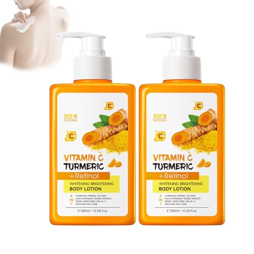Vitamin C And Turmeric Body Lotion, Aufhellende Körperlotion, Kurkuma Körperlotion, Hautmilch, Bodylotion Herren and Damen, Vitamin C Aufhellende Körperfeuchtigkeitscreme 300ML*2 Vitamin C And Turmeric Body Lotion, Aufhellende Körperlotion, Kurkuma Körperlotion, Hautmilch, Bodylotion Herren and Damen, Vitamin C Aufhellende Körperfeuchtigkeitscreme 300ML*2 von Generisch