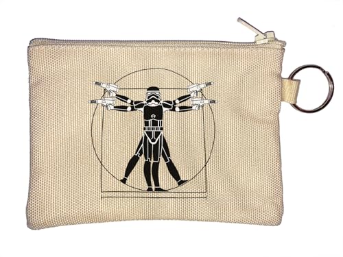 Vitruvian Man Holding Laser Pew Pew Trooper Wars Miss Schlüsselanhänger Münzbörse Beige von Generisch