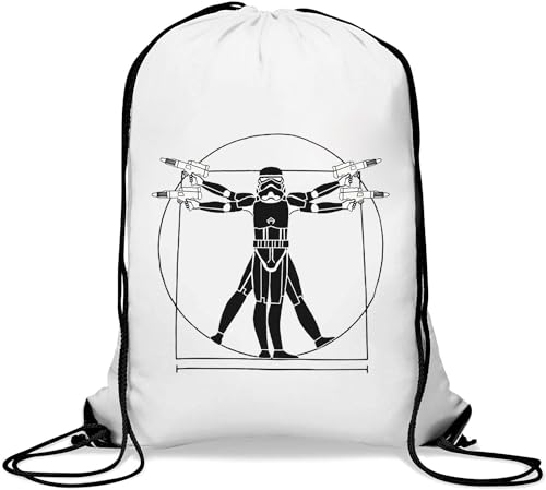 Vitruvian Man Holding Laser Pew Trooper Wars Miss Gym Sack Casual Drawstring Bag White Vitruvian Man Holding Laser Pew Trooper Wars Miss Gym Sack Casual Drawstring Bag White von Generisch