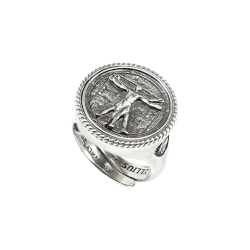 Vitruvianischer Ellius Herrenring aus 925er Silber | verstellbarer Siegelring, Symbol des Genies von Leonardo da Vinci | Kunstschmuck der Renaissance Made in Italy Vitruvianischer Ellius Herrenring aus 925er Silber | verstellbarer Siegelring, Symbol des Genies von Leonardo da Vinci | Kunstschmuck der Renaissance Made in Italy von Generisch