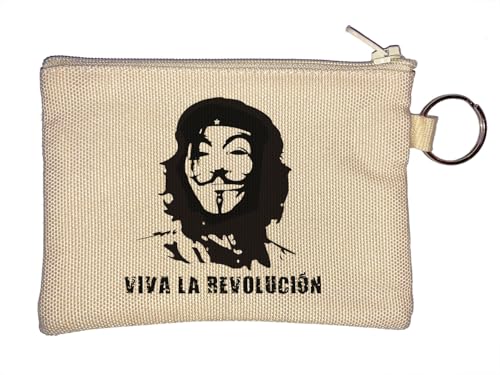 Viva La Revolucion Guy Anonymous Mask Graphic Schlüsselanhänger Münzbörse Beige von Generisch