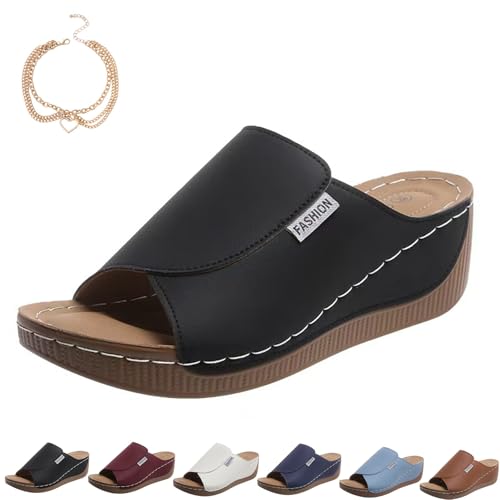Viva Step Sandalen Damen– Ergonomische & Rutschfeste Sandalen zur Schmerzlinderung, Orthopädische Komfort Hausschuhe (Schwarz, Erwachsene, Damen, 37, Numerisch, EU Schuhgrößensystem, M) von Generisch