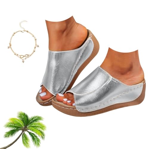 VivaStep Sandalen, Ergonomische & rutschfeste Sandalen zur Schmerzlinderung OrthopäDisch Slip In Damens Platform Bequem Keil Pantoletten(Stil-c,39 EU) von Generisch