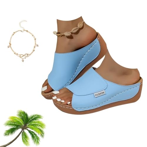VivaStep Sandalen, Ergonomische & rutschfeste Sandalen zur Schmerzlinderung OrthopäDisch Slip In Damens Platform Bequem Keil Pantoletten(Stil-p,40 EU) von Generisch