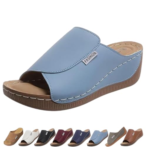 VivaStep Sandalen-Ergonomische&rutschfeste Sandalen zur Schmerzlinderung, Damenpantoffel mit orthopädischer offener Zehenpartie (Blau, Erwachsene, Damen, 39, Numerisch, EU Schuhgrößensystem, M) von Generisch