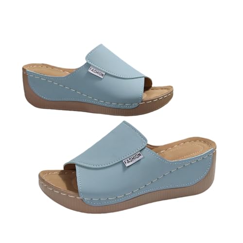Vivastep Sandalen Damen, Sommer Ergonomische rutschfeste Orthopädische, Slip in Pantoletten, Platform Keilsandalen (Blau, Erwachsene, Damen, 43, Numerisch, EU Schuhgrößensystem, M) von Generisch
