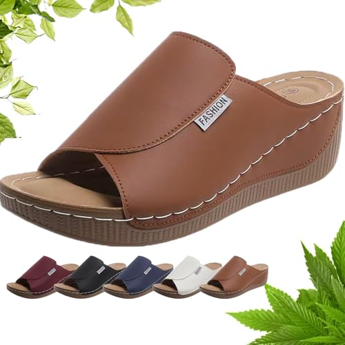 Vivastep Sandalen Damen, Viva Step Sandalen Bergexperten, Ergonomische Sandalens Damen OrthopäDisch Slip In Sandalens Damens (Braun, Erwachsene, 38, Numerisch, EU Schuhgrößensystem, M) von Generisch
