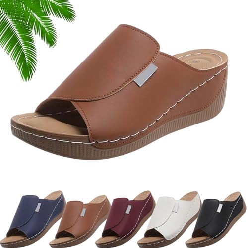 Vivastep Sandalen Damen,Viva Step Ergonomische Sandale, OrthopäDische Slip In Sandalen Damen,Dicker Sohle (Braun,42) von Generisch
