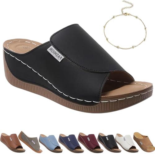 Vivastep Sandalen Damen-Ergonomische&Rutschfeste Sandalen Zur Schmerzlinderung, 2025 Orthopädische Barfuss Offener Zehenpartie (Schwarz, Erwachsene, Damen, 37, Numerisch, EU Schuhgrößensystem, M) von Generisch