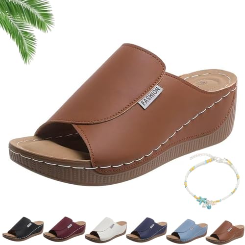 Vivastep Sandalen – Ergonomische & Rutschfeste Sandalen Zur Schmerzlinderung, Ultra-bequeme orthopädische sandalen (Braun, Erwachsene, Damen, 37, Numerisch, EU Schuhgrößensystem, M) von Generisch