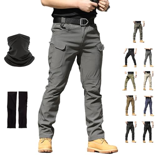 Vivazza Taktische Hose, Tactical Arbeitshose Hosen Herren Mehrere Taschen Ripstop Outdoorhose Wandern Camping Angeln Weite Lange (DE/NL/SE/PL, Alphanumerisch, L, Regular, Regular, Grau, IX9) von Generisch